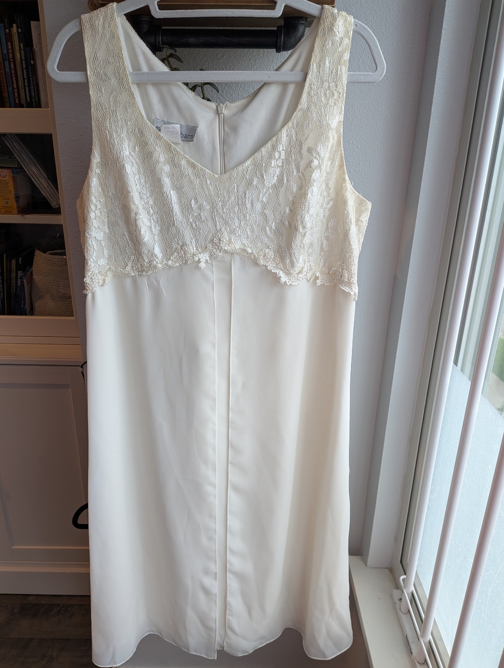 VTG 90s Dressbarn Lace Chiffon Maxi Dress Size 16 White Bridal Cottagecore USA
